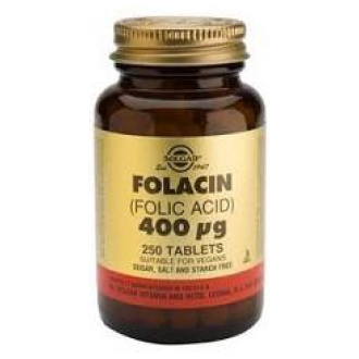 Folacín. Ácido Fólico 400 Mcg. 250 Comprimidos. Solgar