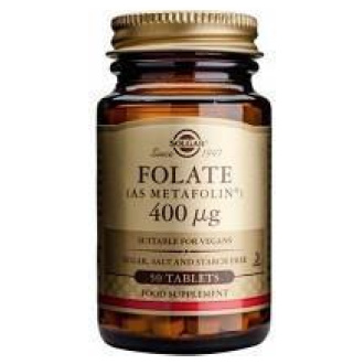 Folato (Como Metafolin®) 400 Mcg 50 Comprimidos . Solgar